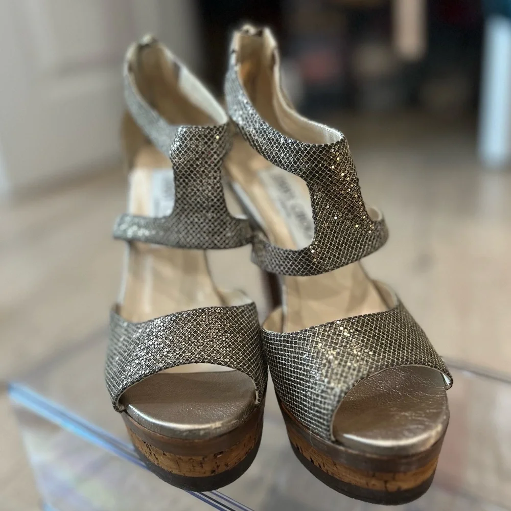 Jimmy Choo Heels, gold, platform - Picture 4 of 7